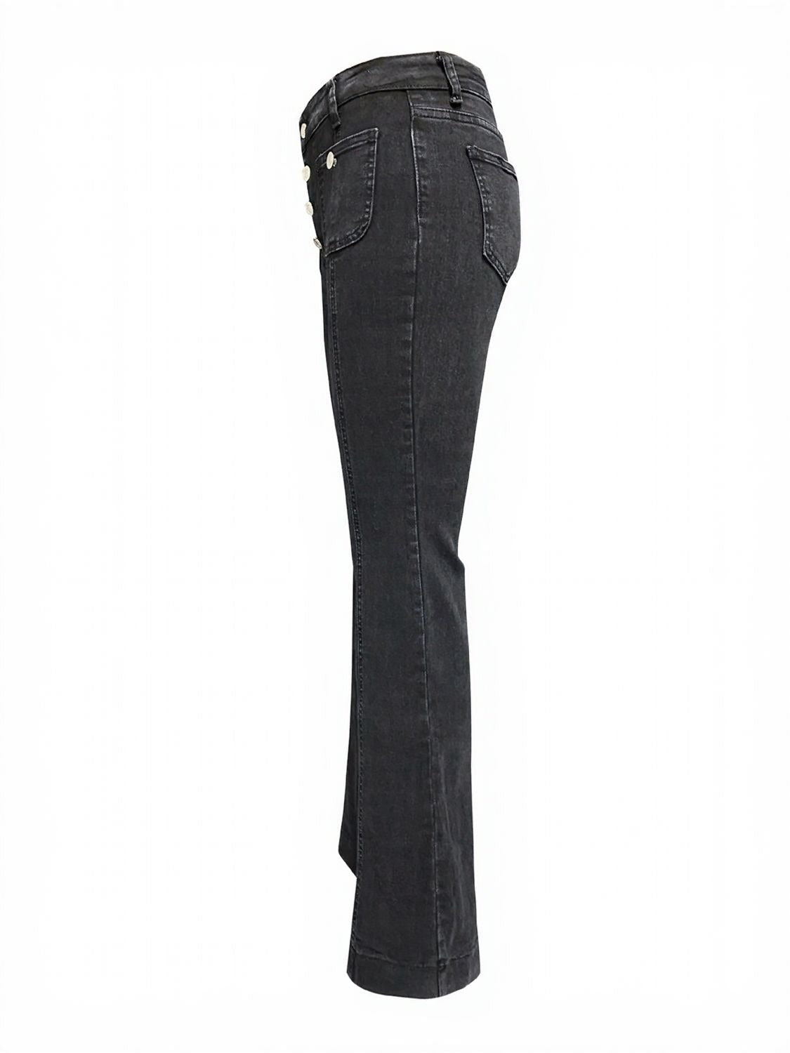 Button Fly High Waist Flare Jeans - FashionJet