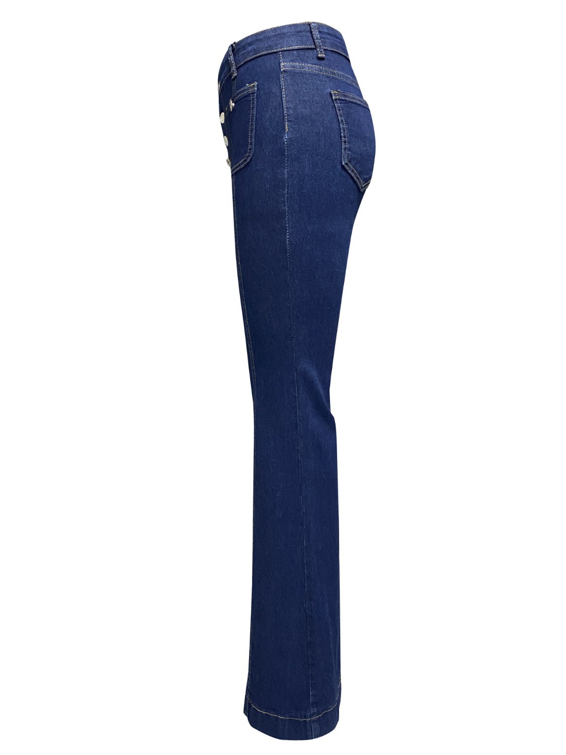 Button Fly High Waist Flare Jeans - FashionJet