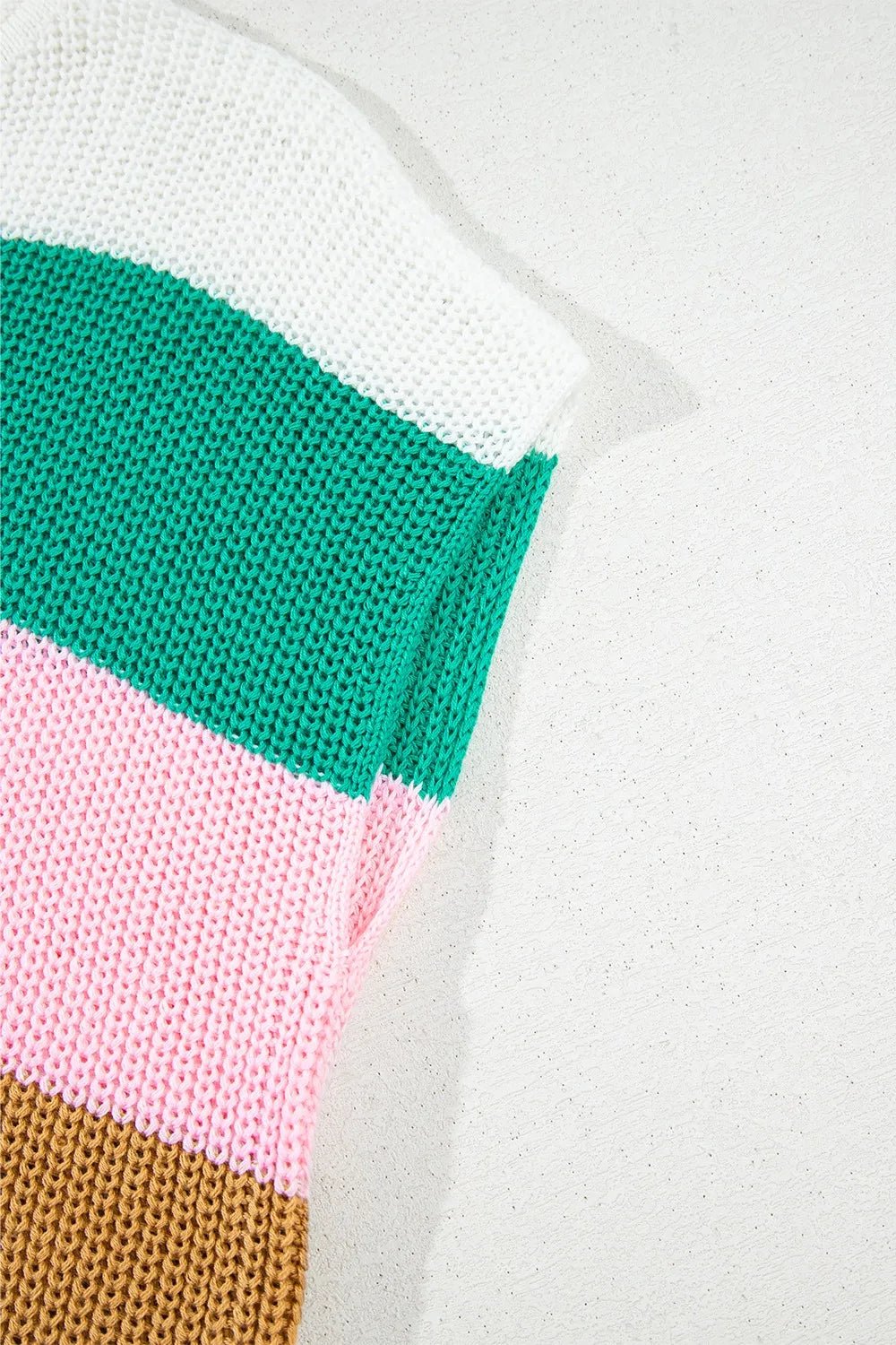 Colorblock knit Shirt mit Cap Sleeves - Streifenlook für Damen - FashionJet