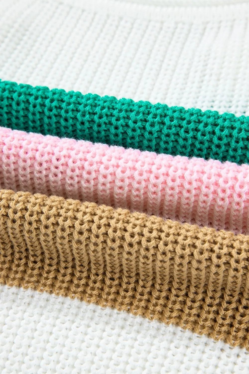 Colorblock knit Shirt mit Cap Sleeves - Streifenlook für Damen - FashionJet