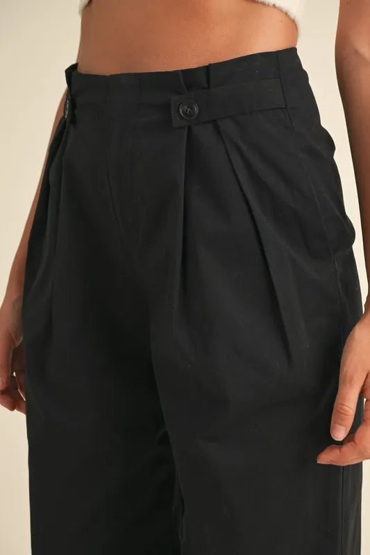 MABLE High Waist Front Pleated Detail Wide Leg Pants - FashionJet
