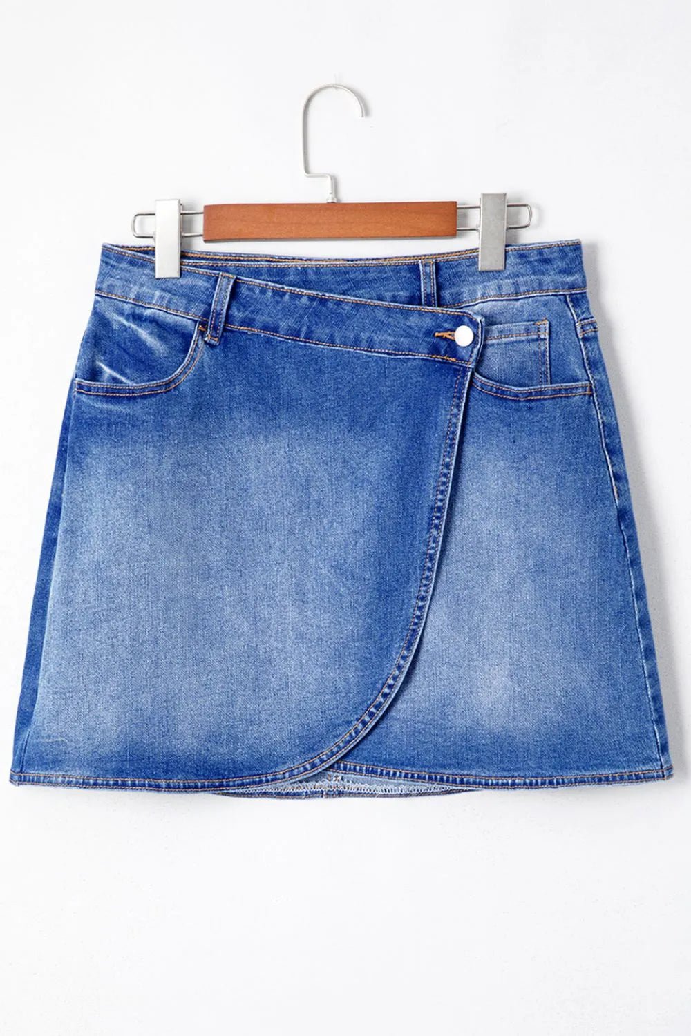 Wrapped Crossed Waist Denim Mini Skirt - FashionJet