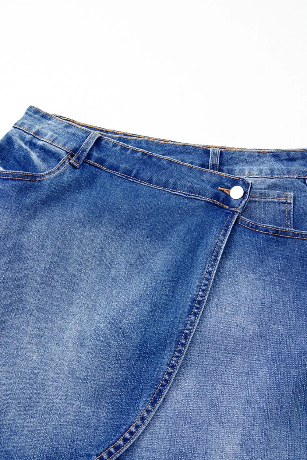 Wrapped Crossed Waist Denim Mini Skirt - FashionJet